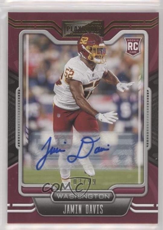 2021 Panini Playbook Gold Signatures 3/99 Jamin Davis #147 Rookie Auto RC 2y0
