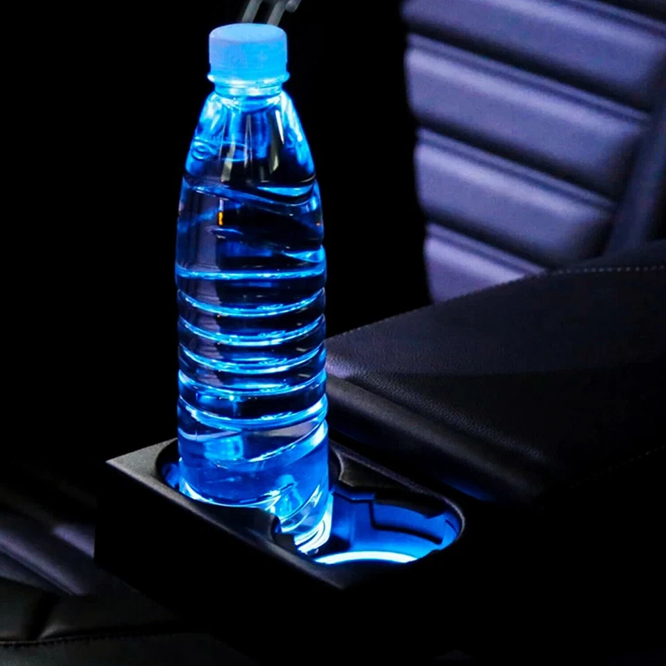 RGB LED Car Cup Holder Lights Mat Pads Drink Coaster Atmosphere Lamp Accessories — 第 2/4 张图片