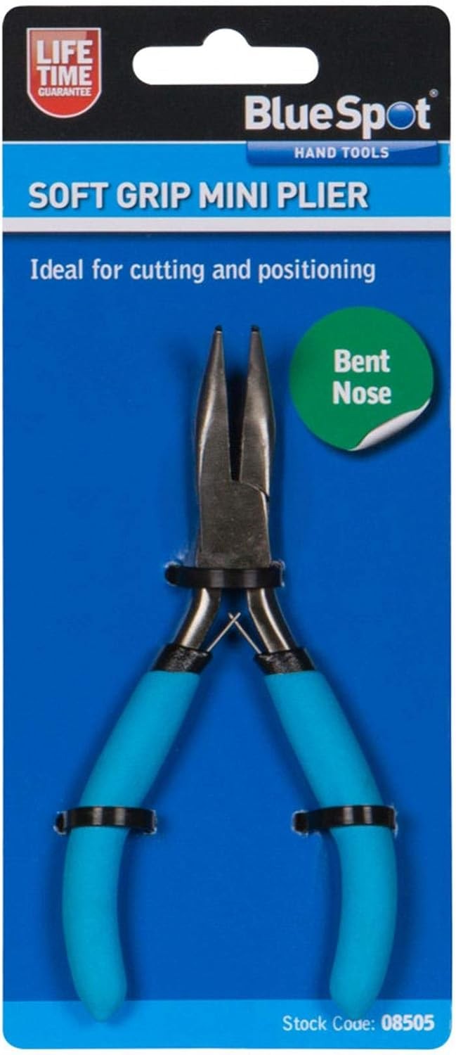 Blue Spot 08505 Dipped Handle Mini Bent Nose Plier - Blue
