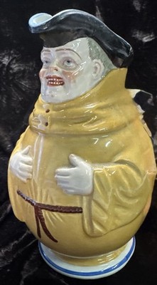 19th C French Friar Depose Pottery Character Pitcher/ Jug Mkd Creil Et Montereau