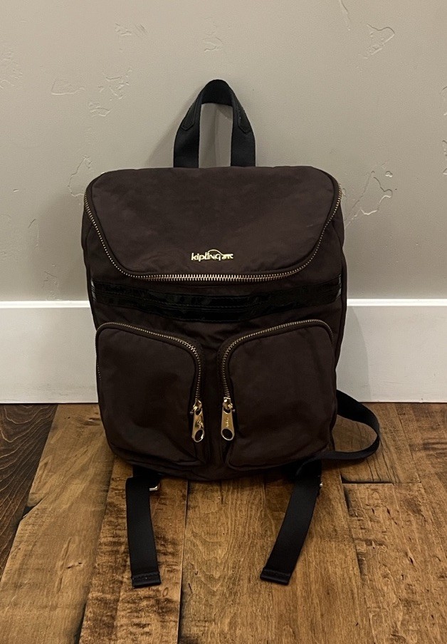 Kipling Nylon Backpack Brown Multi Pocket Travel … - image 1