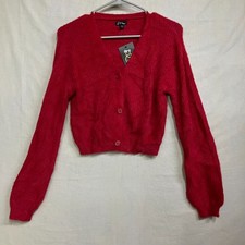 Art Class Girl's L 10-12 Red Button-Front V-Neck Cardigan Sweater Long Sleeve