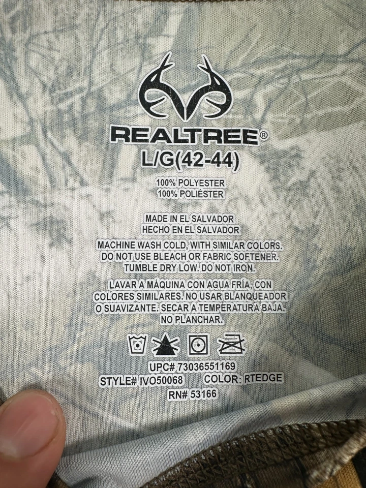 Realtree Performance Thermals Shirt Men Large Camouflage Scent Control Crew Neck - Image 2 of 4