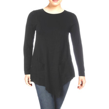 Sweater Black Women's Size L Asymmetrical Pocket MSRP 70