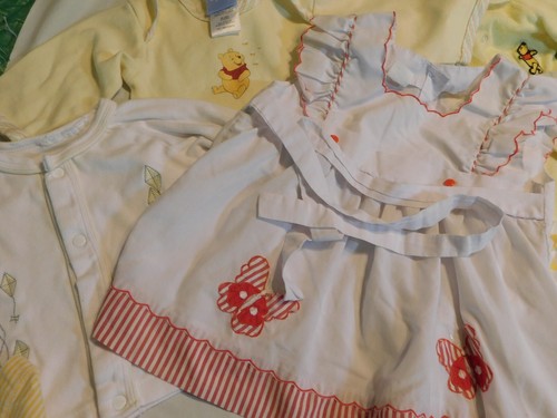 LOT VTG GIRL BABY INFANT CLOTHES sz NB 12 MO 70s 80s NOW DRESS ROMPER SEARS POOH - Picture 5 of 18