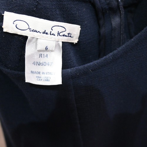 Oscar De La Renta Sheath Dress Size 6 Blue Sleeveless Wool Career Office Chic - Picture 8 of 9