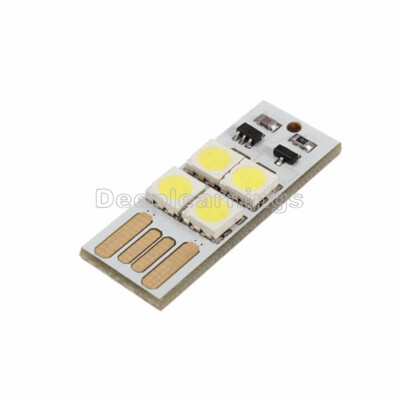 2Pcs Bulb Card Lamp Keychain White Pocket Mini USB Touch switch 4LED Night Light