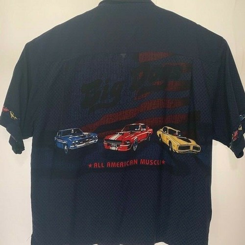 BIG DOGS American Muscle Cars Hawaiian Shirt Camp Size 3X Button Front - Picture 2 of 4