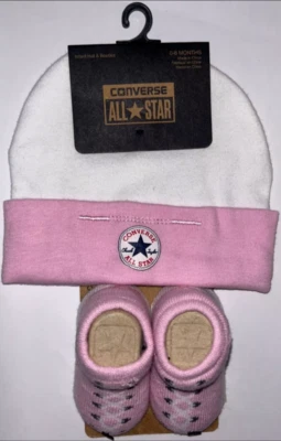 Converse Crib Baby Infant Hat Bootie Sock Set Pink Gift Matching Set For Girls