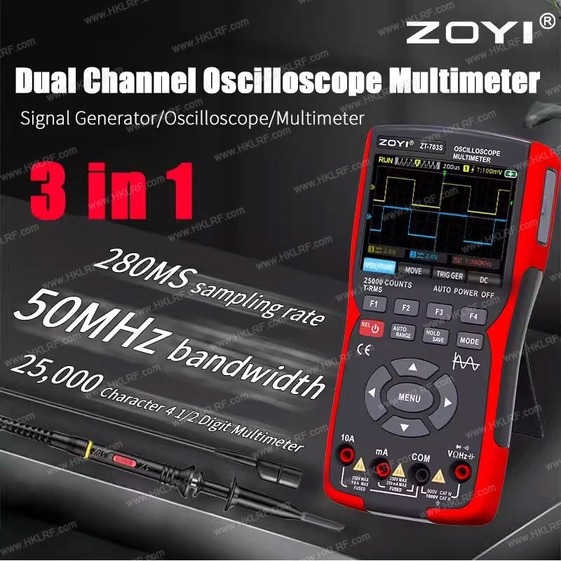 ZOYI ZT-703S 3-in-1 Handheld Digital Oscilloscope Multimeter DDS