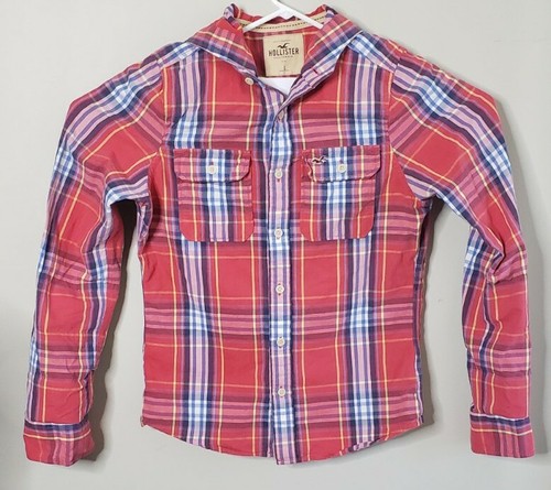 Camisa con capucha Hollister botones wht. Cuadros talla grande para hombre | eBay