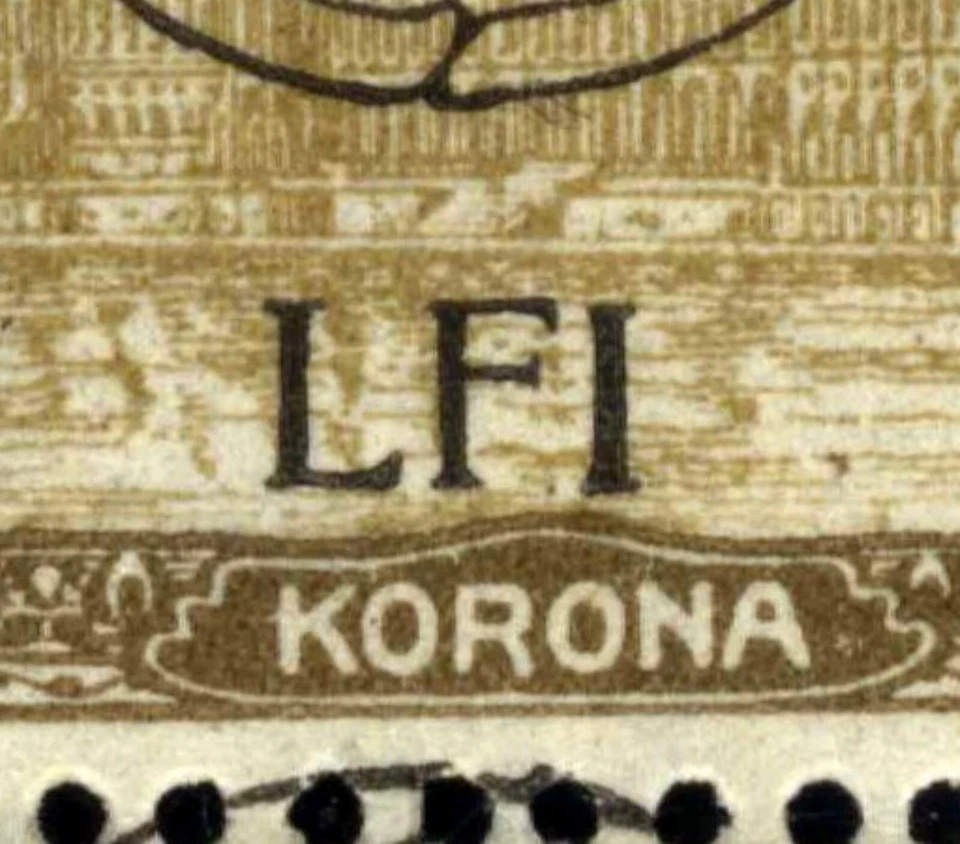 Romanian Hungary 1919 CLUJ Parlament 2 L TWO PLATE FLAW: error LFI, broken P - Image 2 of 4