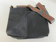 Black Faux Leather Shoulder Bag with Removable Strap