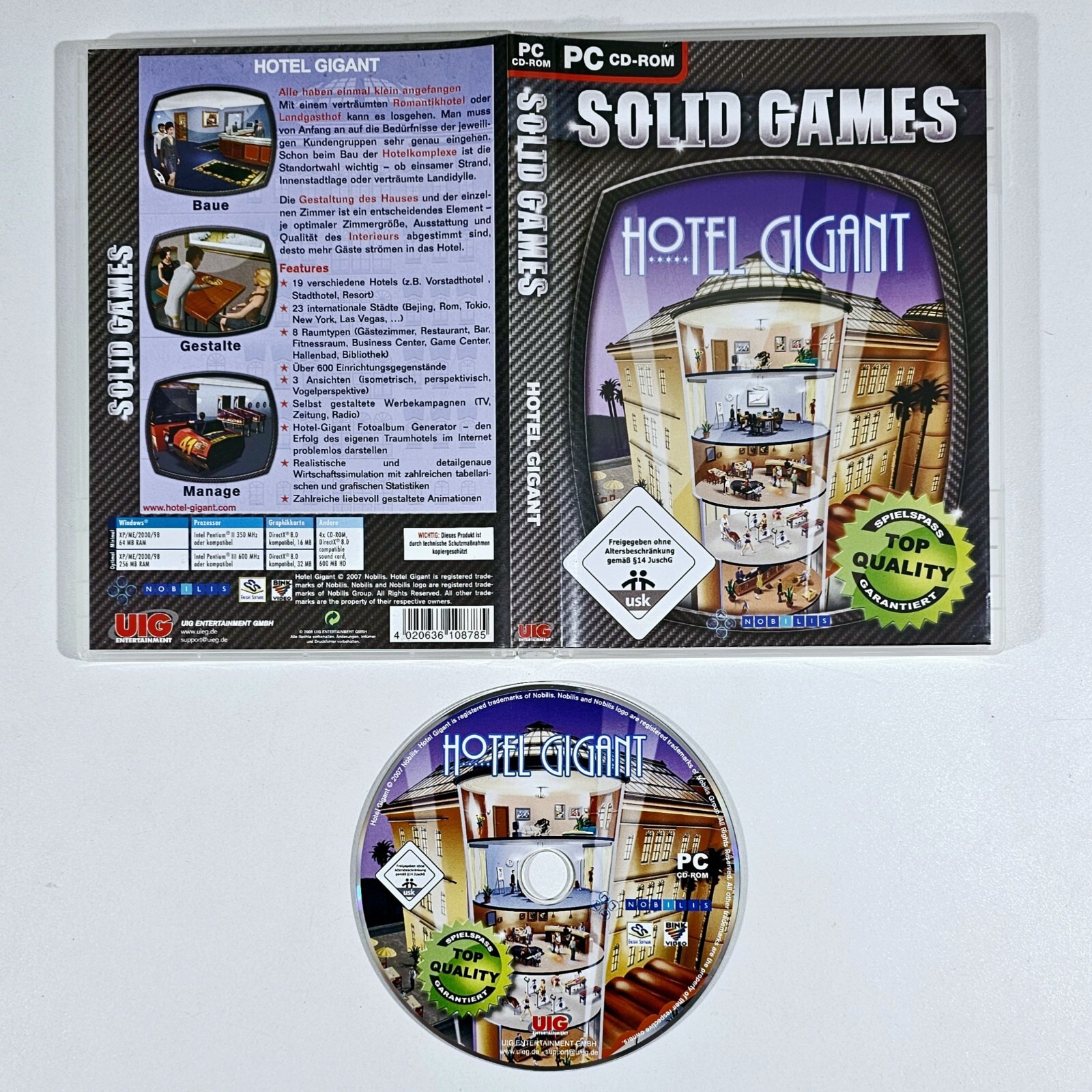 PC CD-Rom economic simulation HOTEL GIGANT dt manager strategy inn resort