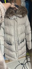 Maniere De Voir Faux Fur Quilted Coat Womens Size S