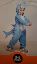 Infant 0-6 Month Shark Costume Plush Jumpsuit w/ Zipper Baby Shark Halloween NWT