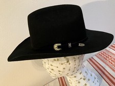Bullhide Hats 0646BL Kingman Jr Elastic OSFM Black Cowboy Youth Hat BLUE STONES