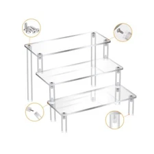 Acrylic Display Risers, 3 Tier Clear Perfume Organizer Stand, Large Shelf Riser