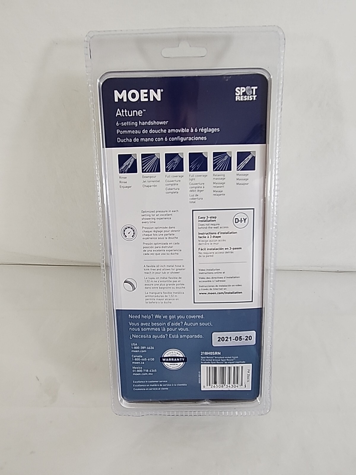 Moen 6-Mode Attune Hand Held Shower Head in Spot Resist Brushed Nickel 218H0SRN