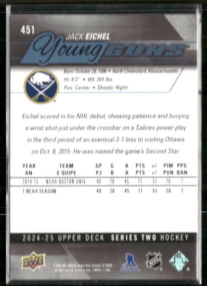2024-25 Upper Deck - Young Guns Jack Eichel #451 (RC) | eBay