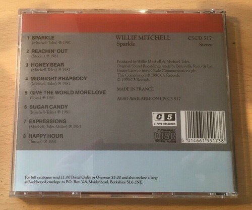 Willie Mitchell "Sparkle" NEW CD *8 Tracks* C-Five Records C5CD 517 (1990) Soul - Picture 2 of 2