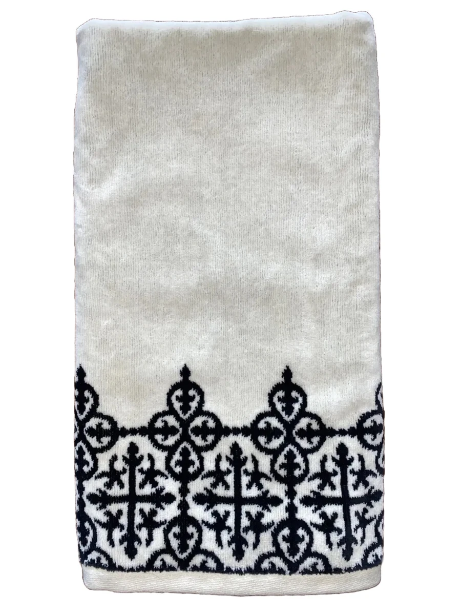 Fieldcrest Luxury Hand Towel Cotton Ebony Ivory Portugal