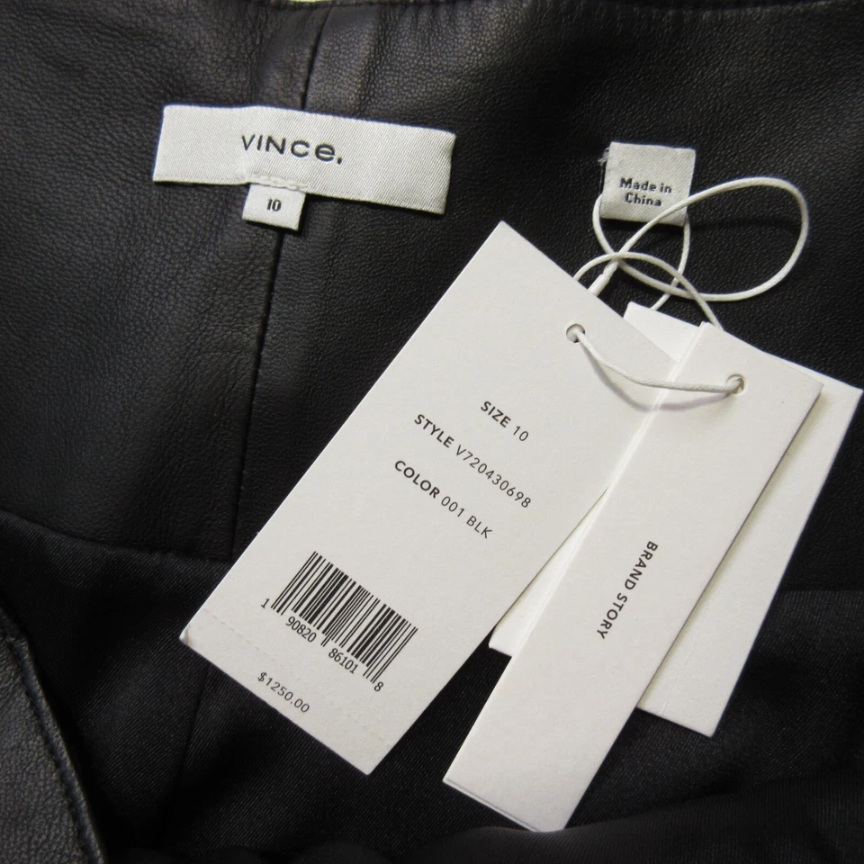 Falda midi envolvente de cuero Vince Lamb nueva con etiquetas en negro 10 $1250 Foto 3 de 4