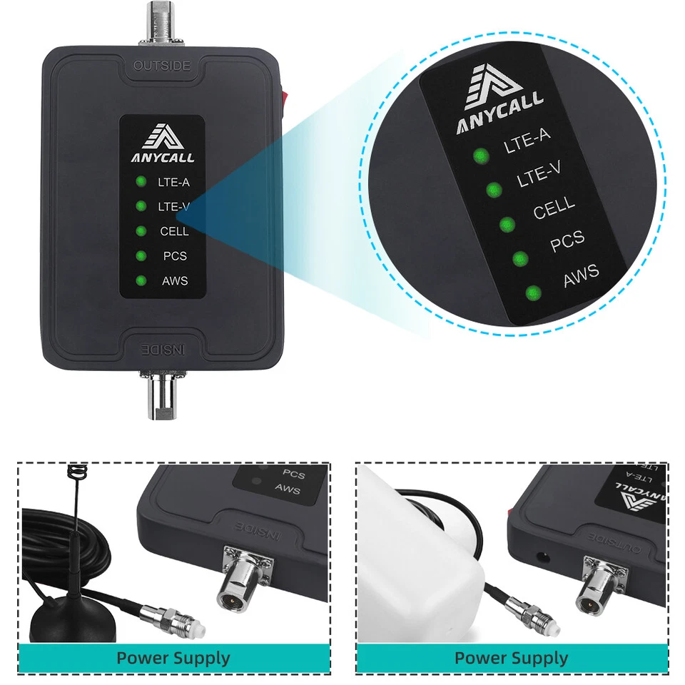 4G LTE Cell Phone Signal Booster AT&T Verizon 700/850/1700/1900MHz Truck RV Kit - Image 4 of 4