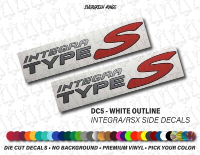 Type S DC5 Decal Badge Emblem Set for Honda Integra Acura RSX - WHITE OUTLINE x2