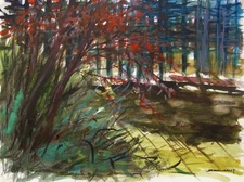 ORIGINAL Painting Tree Landscape John Williams Watercolor Expressionism JMW art