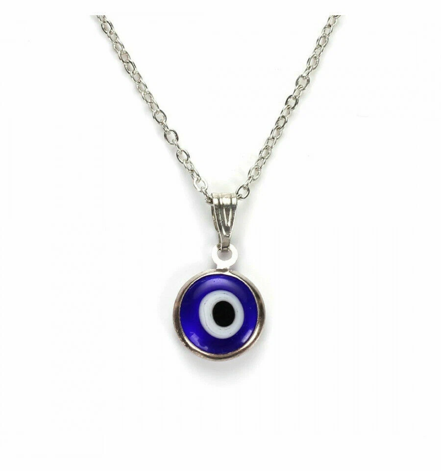Pendentif Chaîne Acier Inox Bleu Indigo œil Protecteur – Thème Hamsa