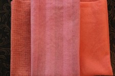 Hand Dyed Wool for Applique, Rug Hooking, Crafts - 3 Fat Quarters- Peach  Pink
