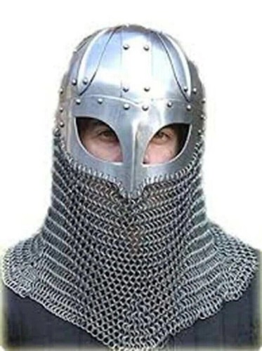 Medieval Viking Vendal Helmet With Aventail Helmet Bassinet 16 Gauge Knight Temp - Picture 2 of 4