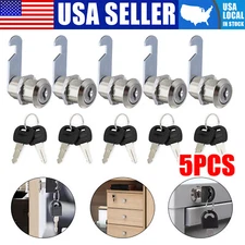 5 Pack Cabinet Cam Lock Set Toolbox Safe Drawer RV Lock Camper Replacement w/Key