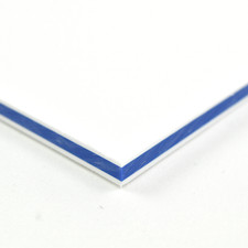 BuyPlastic ColorCore Plastic Sheet 1/4" x 12" x 24" White-Blue-White