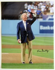 Vin Scully Auto Dodgers baseball 11x14 Photo Signed private session Beckett BAS