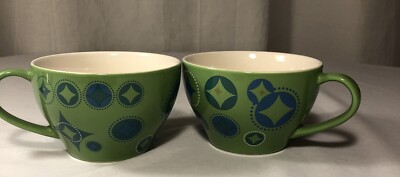 Two Starbucks Mugs Cups Green Christmas Stocking Coffee Hot Chocolate 06 Retired