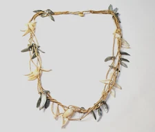 Vintage Mother of Pearl Chip Seed Bead Multi Strand Necklace 30" Boho