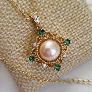 Authentic 14K Gold Plated S925 Silver Natural Freshwater Palace Lace Sakura Pink Square Pe