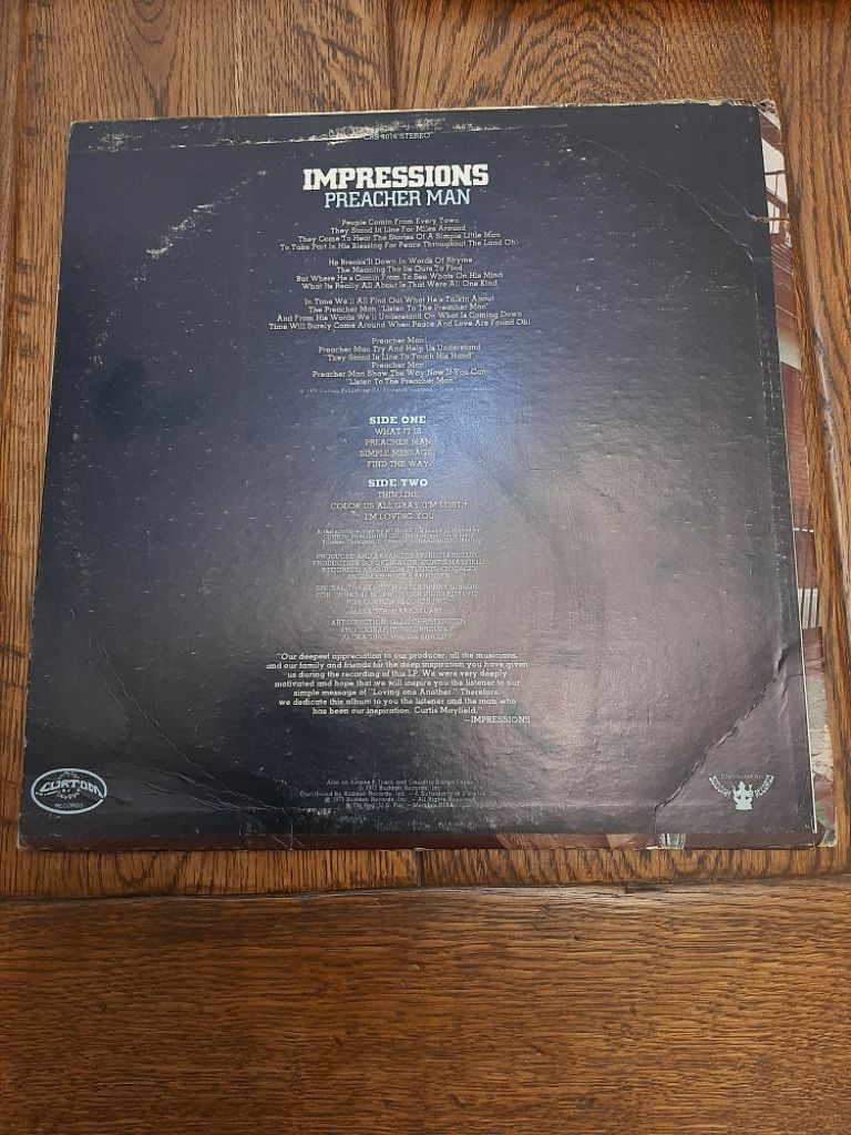 The Impressions ‎– Preacher Man . 1973 1st Curtom Records ‎– CRS