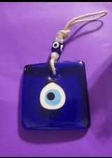 Turkish Evil Eye Decor Square Glass 4x4