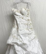 Strapless Moonlight White Taffeta Adjustable Corset Wedding Dress Size 16