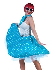 Halloween-Party 50's Sock Hop Skirt-Blue/White with Matching Scarf-508046F