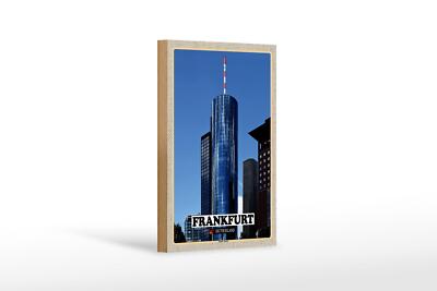Holzschild Städte Frankfurt Main Tower Ausblick 12x18 cm Deko Schild