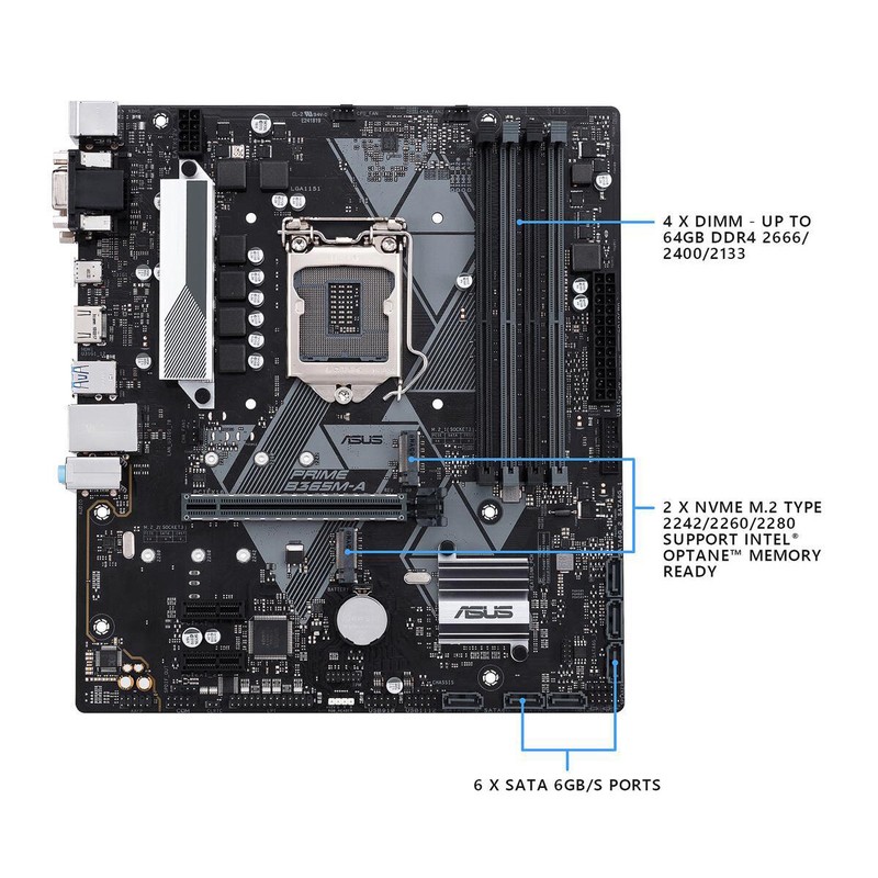 ASUS PRIME B365M-A LGA-1151 DDR4 M.2 Support HDMI SATA 6Gbps mATX Motherboard