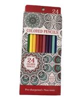 LEISURE ARTS 24 Pre-Sharpened Wood Colored Pencils Smooth Coverage Non Toxic NIP