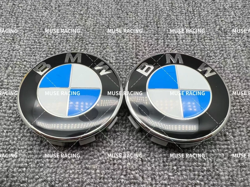 BMW Original Style Black White Blue Alloy 56mm 68mm Wheel Center Cap Hub Caps - Image 2 of 2