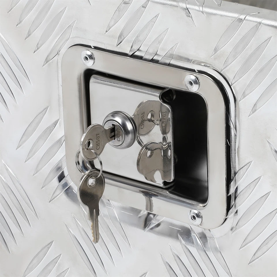 39"x16.5"x12" Aluminum Pickup Storage Trunk Bed Tool Box Trailer W/ Lock Key - Image 4 of 4