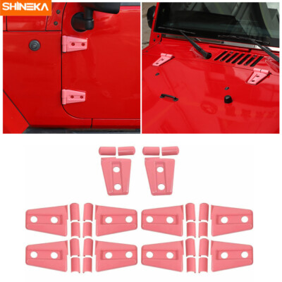 Pink Exterior Door Hinge Cover & Hood Hinge Trim For Jeep Wrangler JK 2007-2017