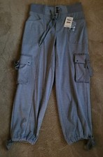 Free People Semi-Charmed Jogger Cargo Pants Sweatpants Heather Blue NWT Small